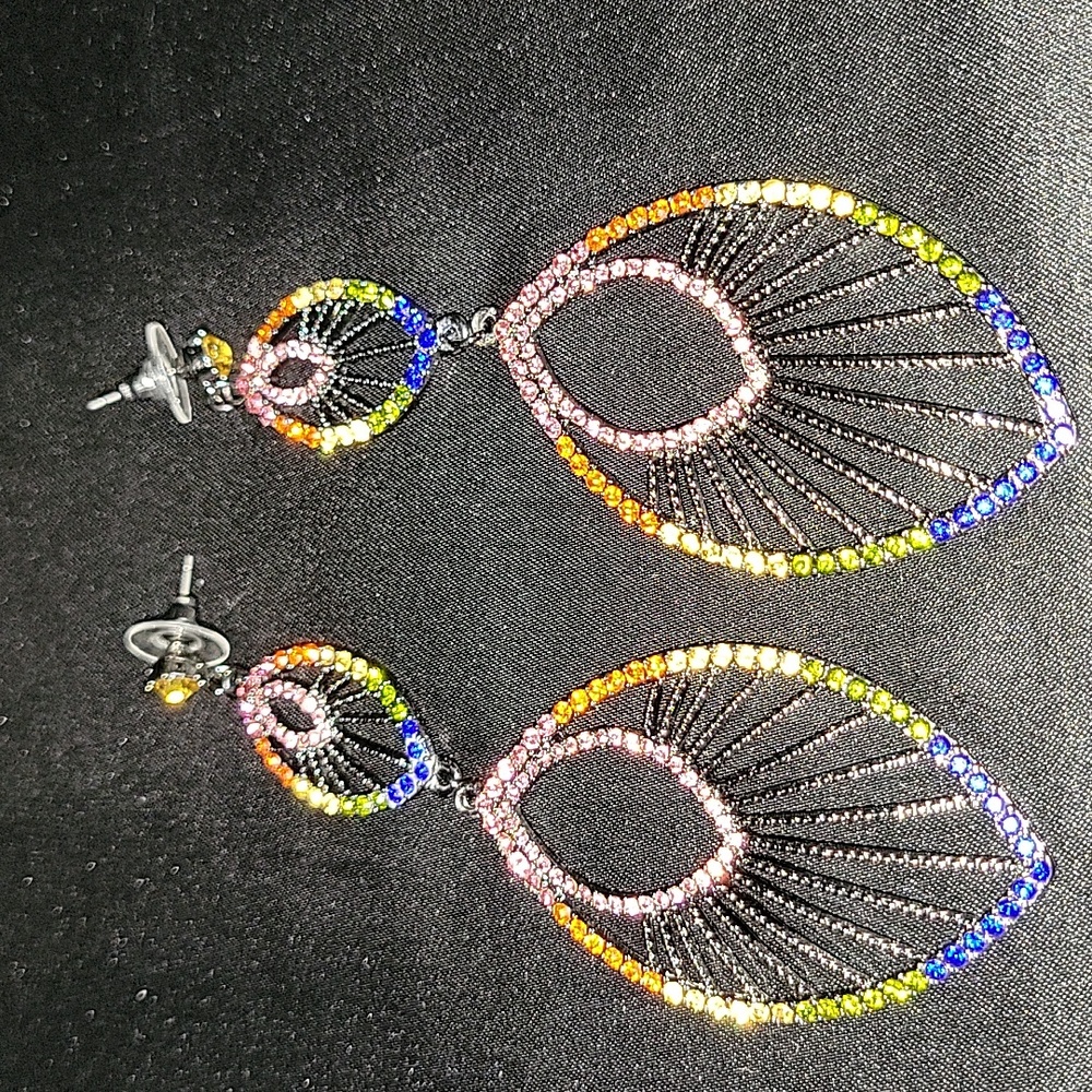 Multicolor Dangle Pierced Earrings - image 2
